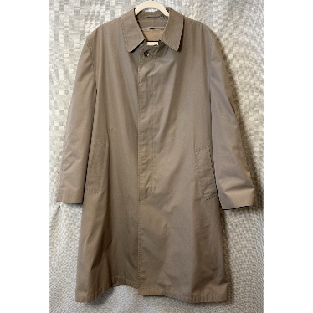 Vtg Hart Schaffner & Marx Khaki Trench Coat Removable Lining 44R